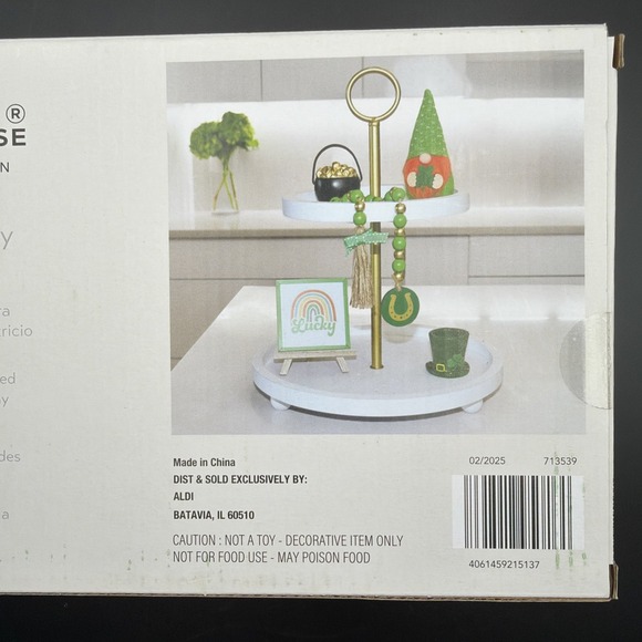 Aldi Kirkton 2024 St Patricks Day Tier Tray Objects Bead Pot O Gold Shamrock NEW - Picture 5 of 6